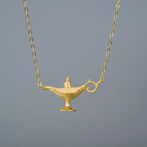 Handmade Jewelry - Artisan Handmade Gold 925 Silver The Zorina Aladdin Lamp Necklace